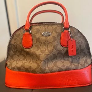 Top Handle Satchel Coach Bag with Red Accent (Condition BRAND NEW)